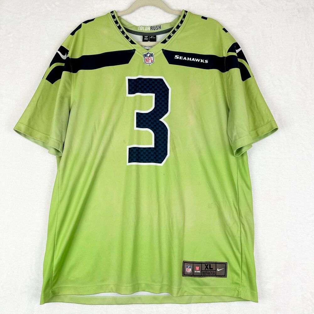 Nike NFL Seattle Seahawks Russell Wilson Jersey Size XL #3 Color Rush Dri-Fit